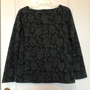 Talbots Long Sleeve Black/Gray Print Sweater